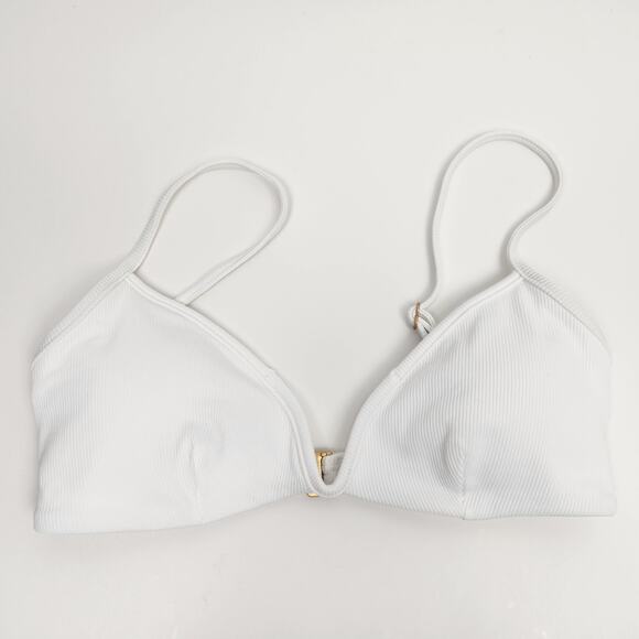 L*Space Helena Bikini Top in White Size Medium V Wired Front NWT - Picture 3 of 6